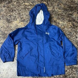 REI Kids Blue Hooded Raincoat with Front Pockets